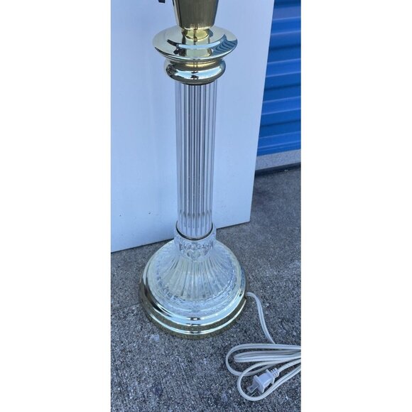Gold Lamp Mid Century Modern 1960s Clear Ribbed 54” Glass Column Mad Men Retro